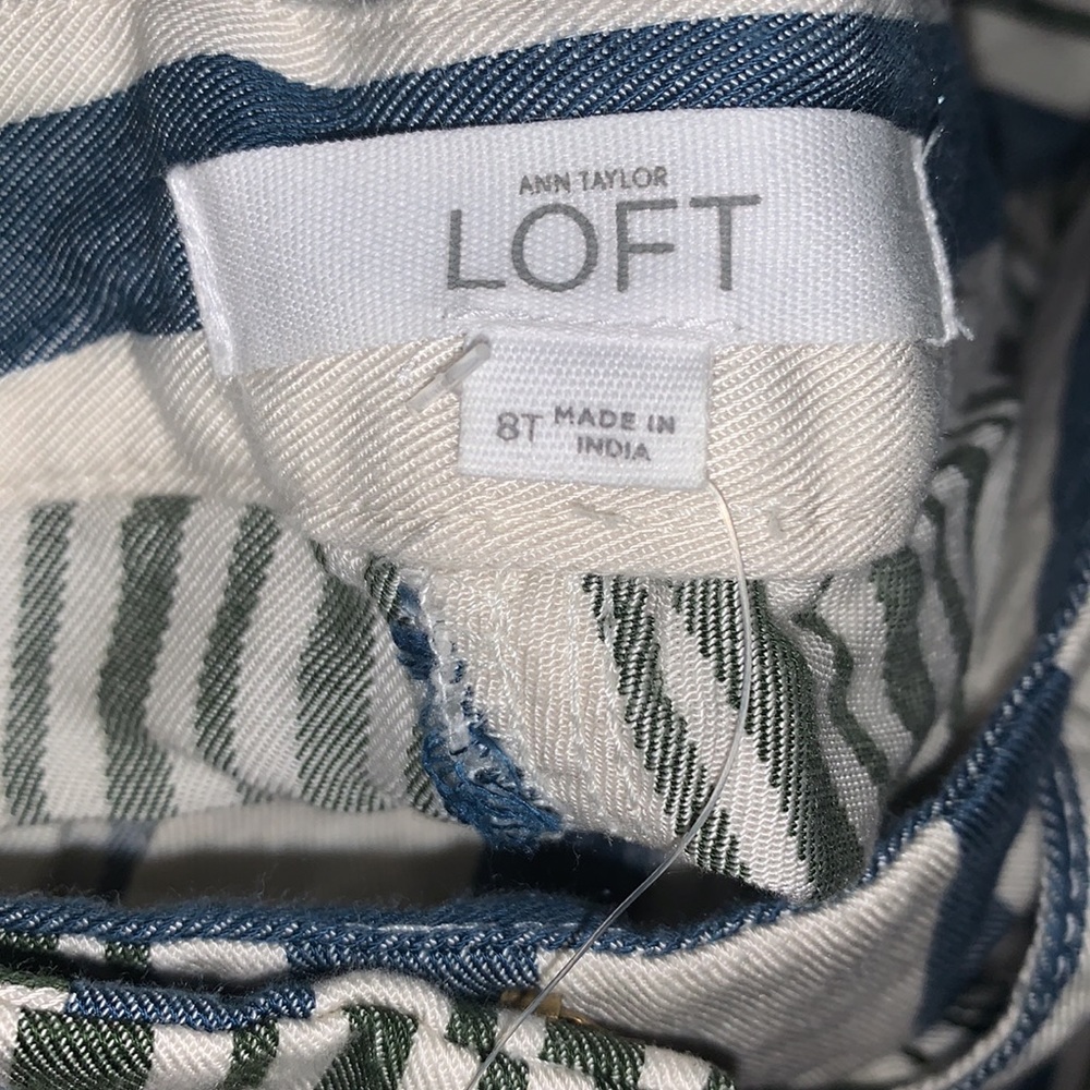 Ann Taylor LOFT | High-Rise Striped Zip Ankle‎ Joggers in 100% Lyocell - Picture 10 of 14